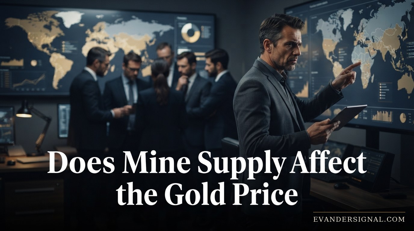Gold bar on a desk beside a newspaper and tablet, evoking geopolitical tension driving gold prices.